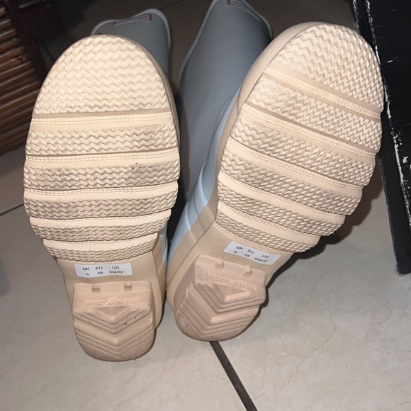 Hunter Original Contrast Tall Rainboots White Matte Green/Black Trim Po - Picture 5 of 5